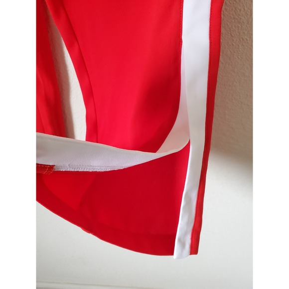 NWT Habitual Red Pants Women's Medium Elastic Waist Side Stripe Track Varsity - Picture 3 of 11